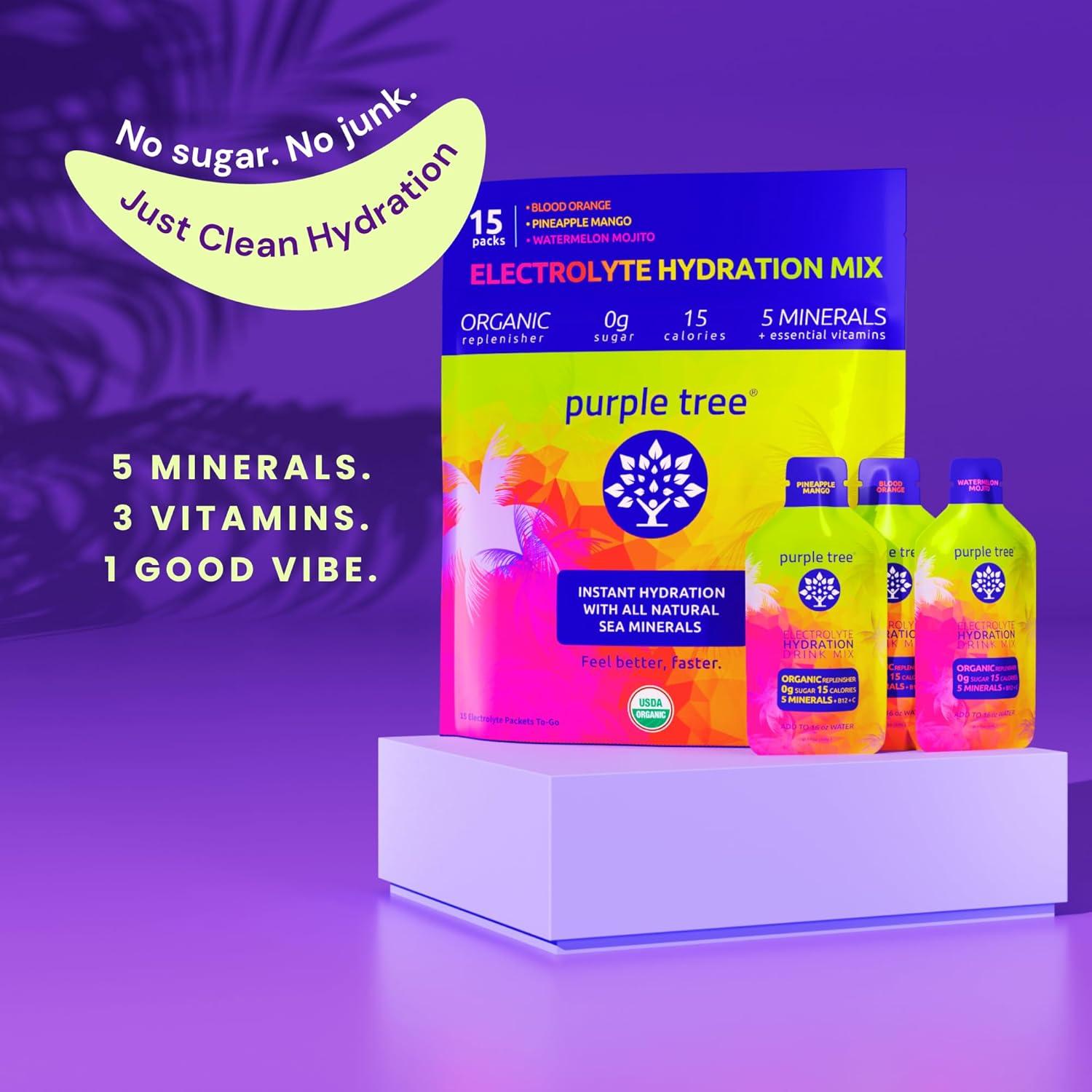 Hidratación Electrolitos Orgánicos Purple Tree 15 Paquetes 5.3ml