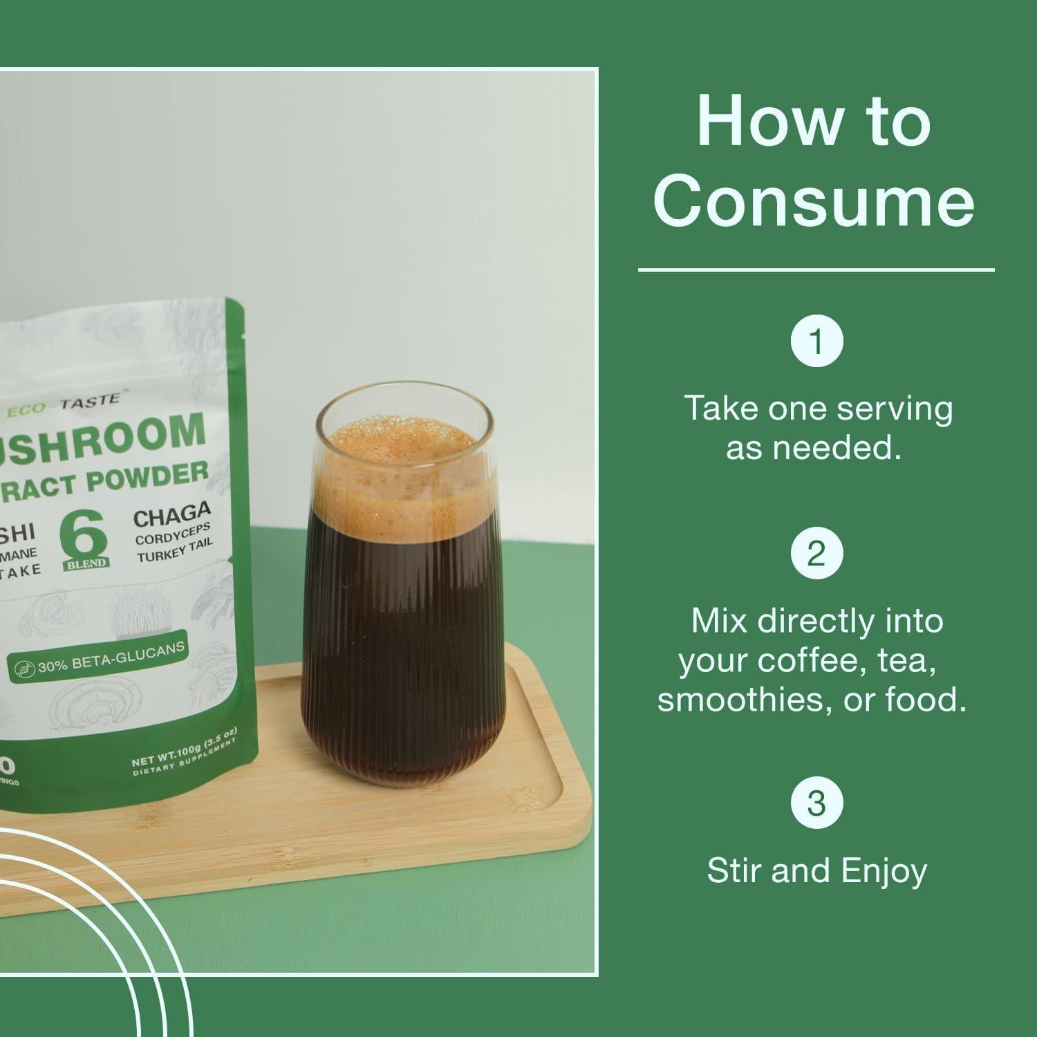 Polvo de Champiñón ECO-TASTE 100g - Beta-D-Glucano 30%