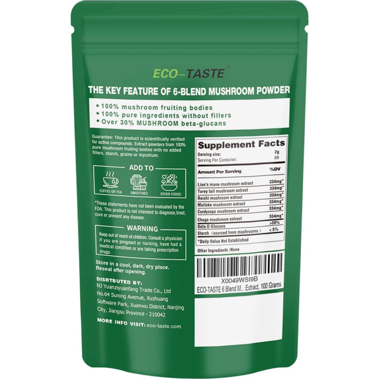 Polvo de Champiñón ECO-TASTE 100g - Beta-D-Glucano 30%