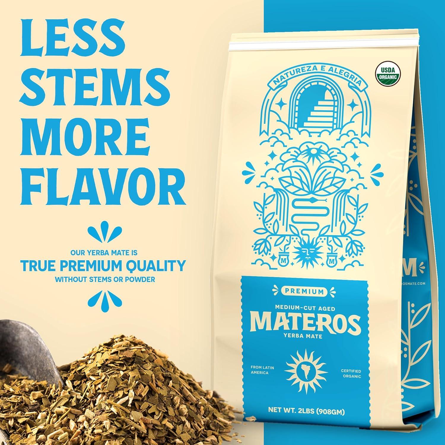 Yerba Mate Orgánica Hoja Suelta Materos 0.91 KG Sin Humo