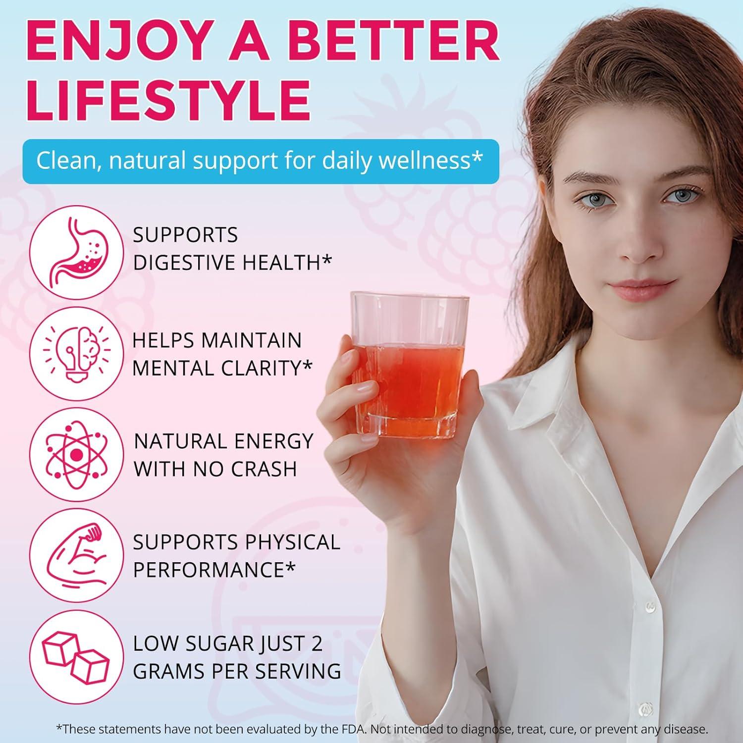 Super Yerba Mate Instantáneo QwsYaay 30 Porciones Sabor Frambuesa-Limón