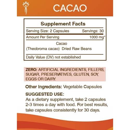 Cápsulas de Cacao 1000 mg Secrets of the Tribe - 60 Unidades