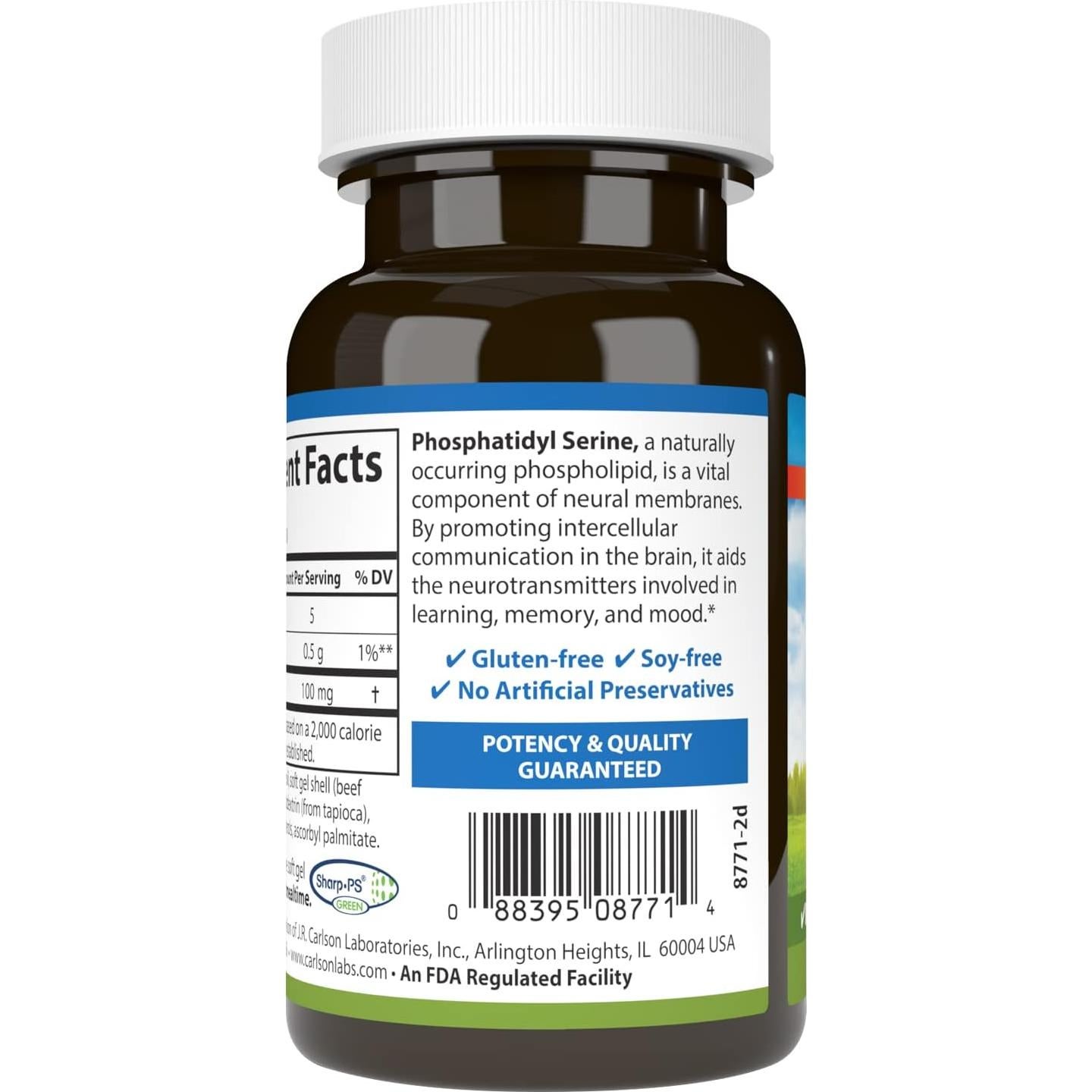 Carlson Serina Fosfatidil 100 mg 90 Gelatinas Blandas Salud Cerebral