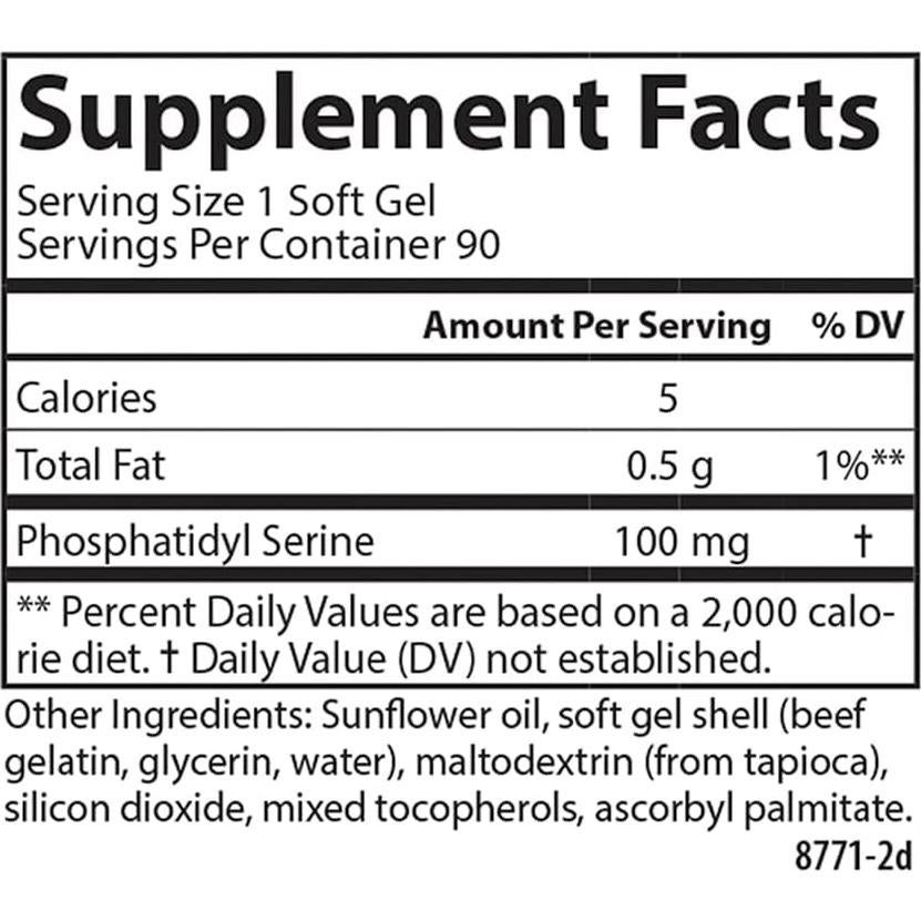 Carlson Serina Fosfatidil 100 mg 90 Gelatinas Blandas Salud Cerebral