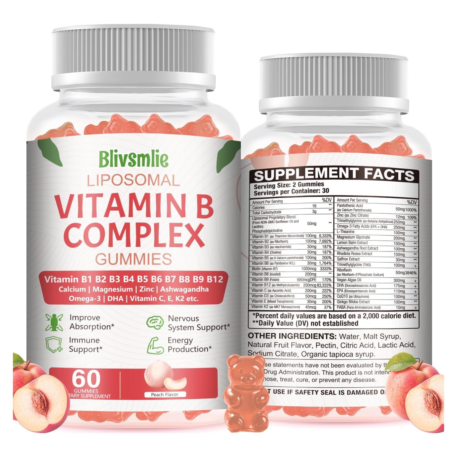 Suplemento Gominolas Complejo Vitamina B Liposomal 60 Unidades