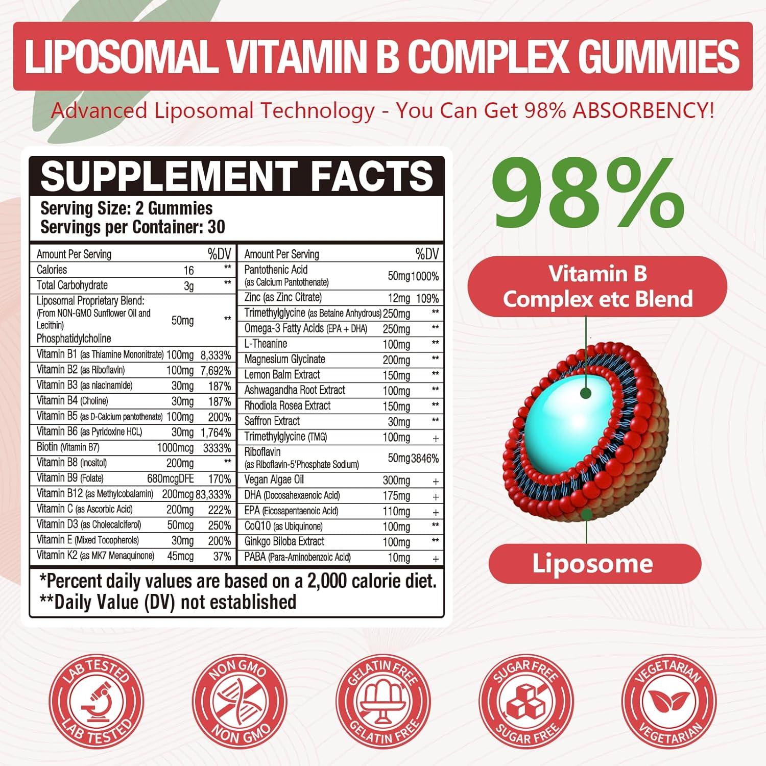 Suplemento Gominolas Complejo Vitamina B Liposomal 60 Unidades