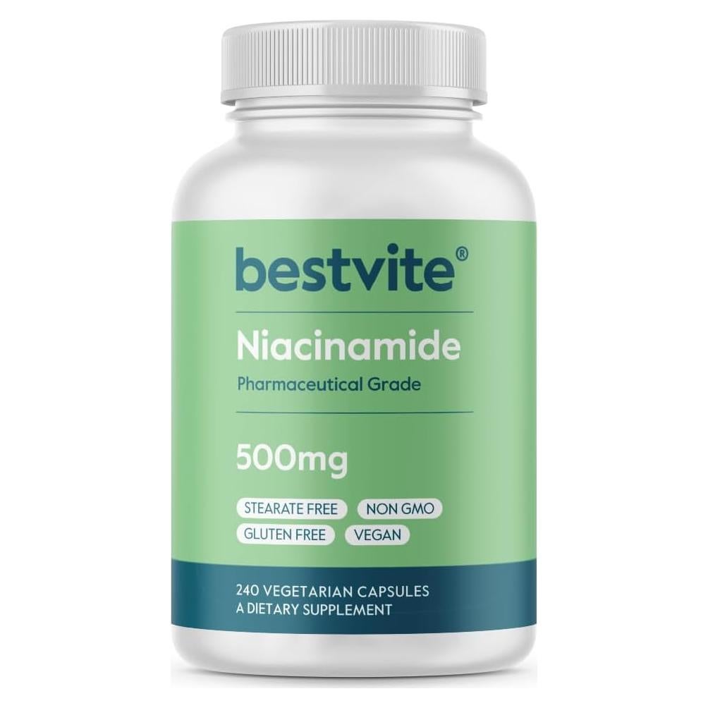 Niacinamida 500mg Bestvite 240 Cápsulas Vegetarianas - Vitamina B3