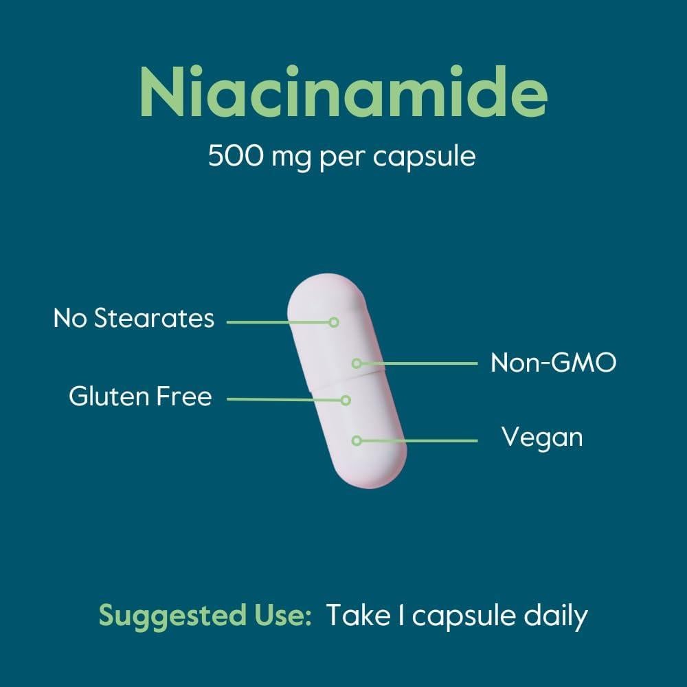 Niacinamida 500mg Bestvite 240 Cápsulas Vegetarianas - Vitamina B3