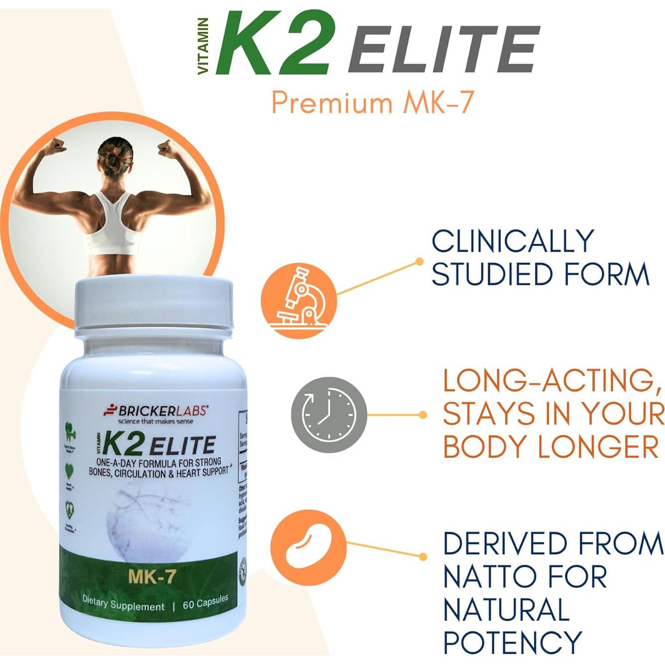Suplemento Vitamina K2 MK-7 Bricker Labs 160mcg 60 Cápsulas