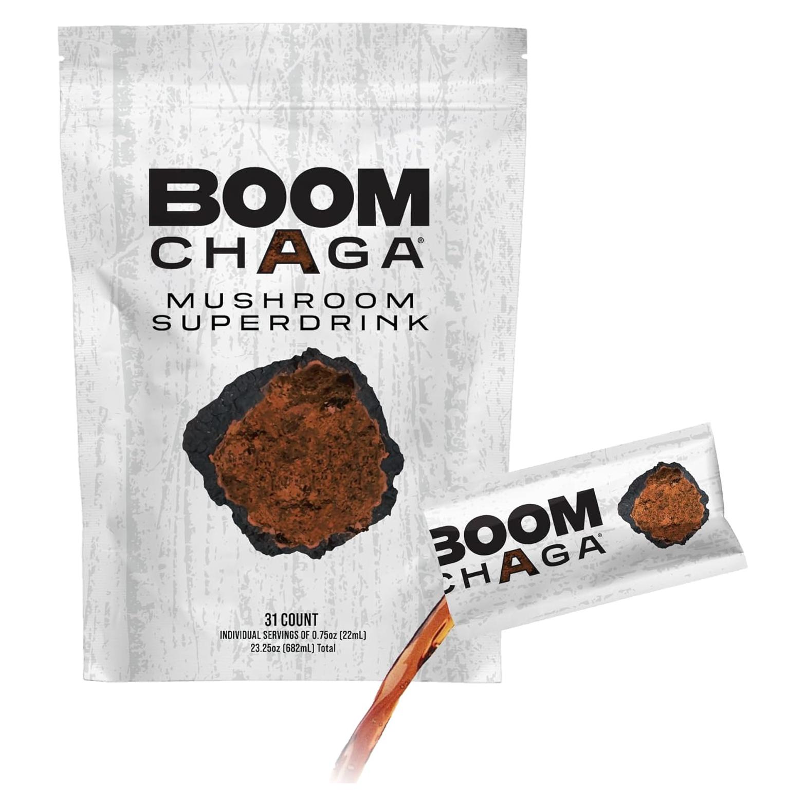 Superbebida de Champiñón Chaga BOOM, 31 Paquetes Antioxidantes