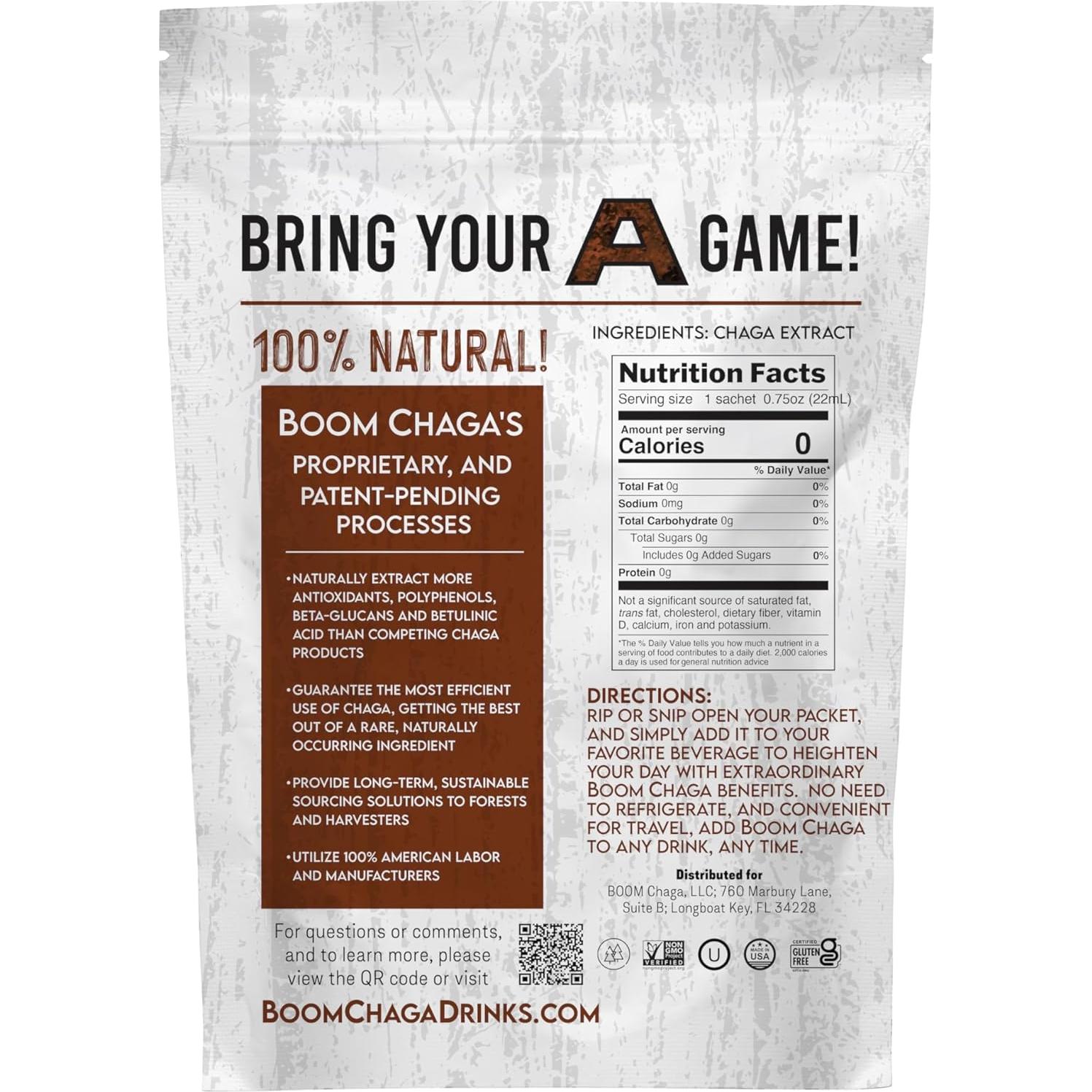 Superbebida de Champiñón Chaga BOOM, 31 Paquetes Antioxidantes