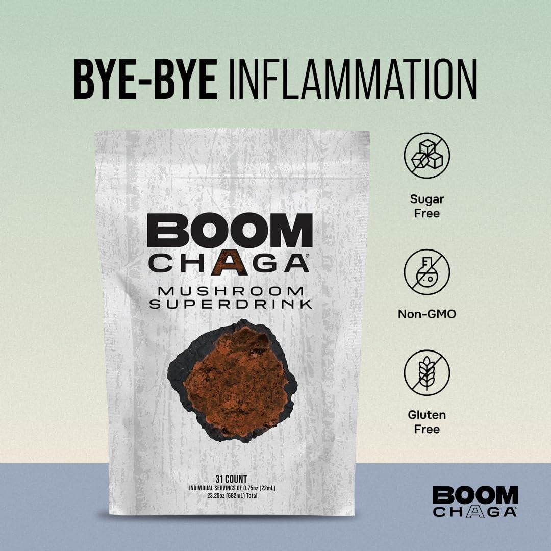 Superbebida de Champiñón Chaga BOOM, 31 Paquetes Antioxidantes