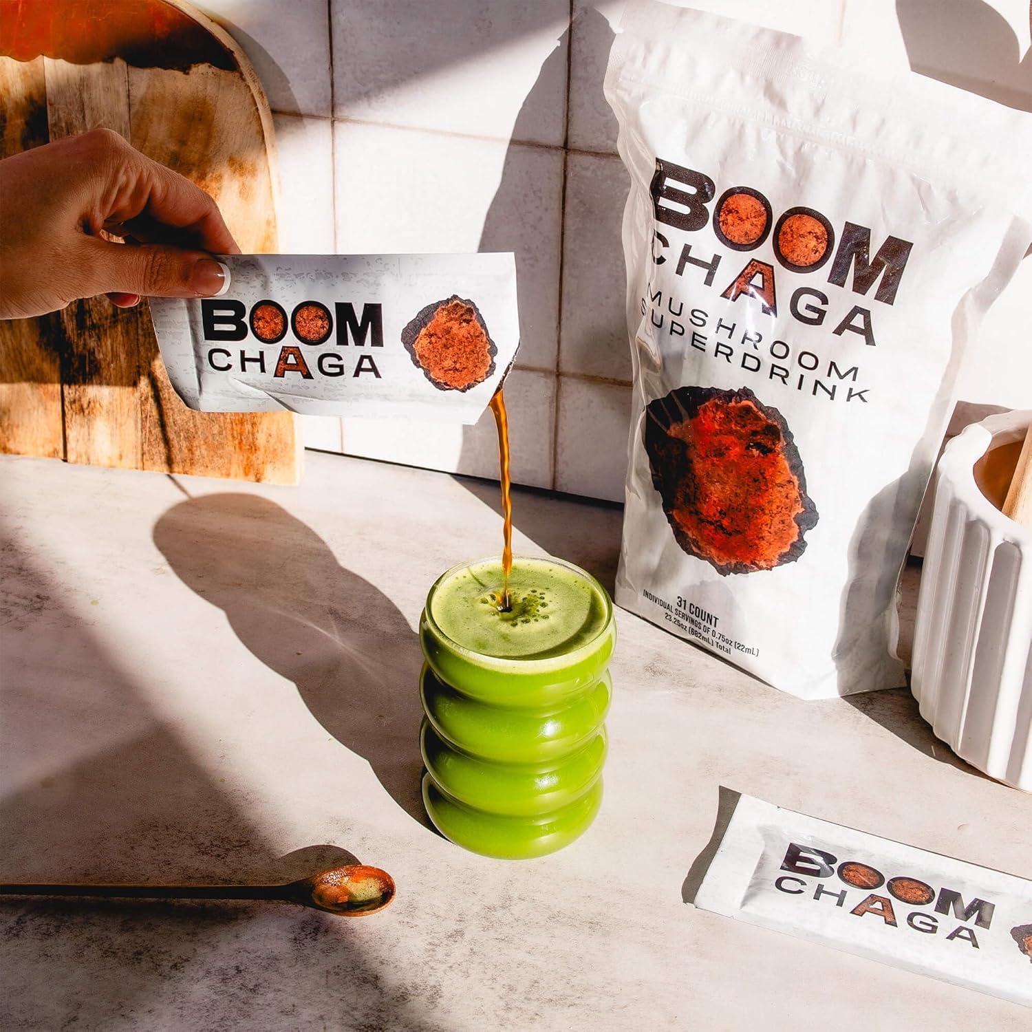 Superbebida de Champiñón Chaga BOOM, 31 Paquetes Antioxidantes