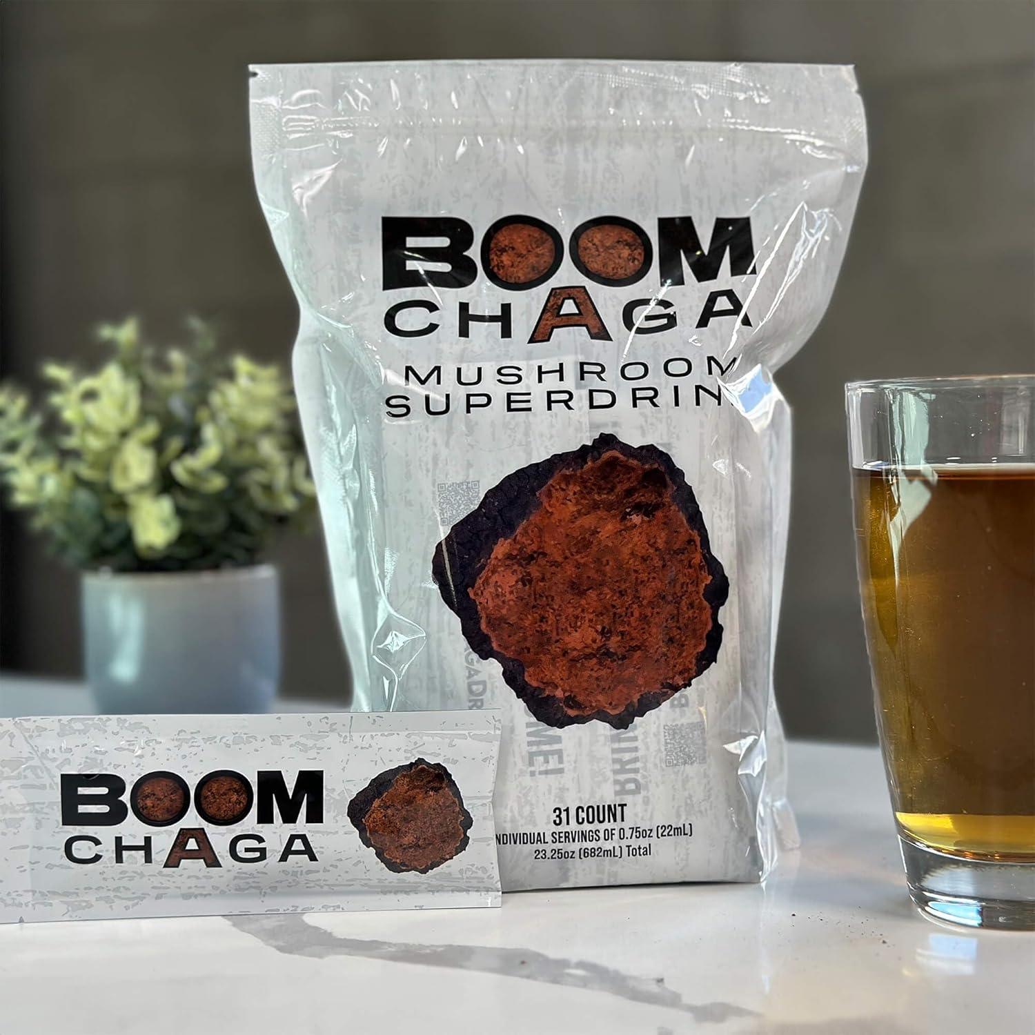 Superbebida de Champiñón Chaga BOOM, 31 Paquetes Antioxidantes