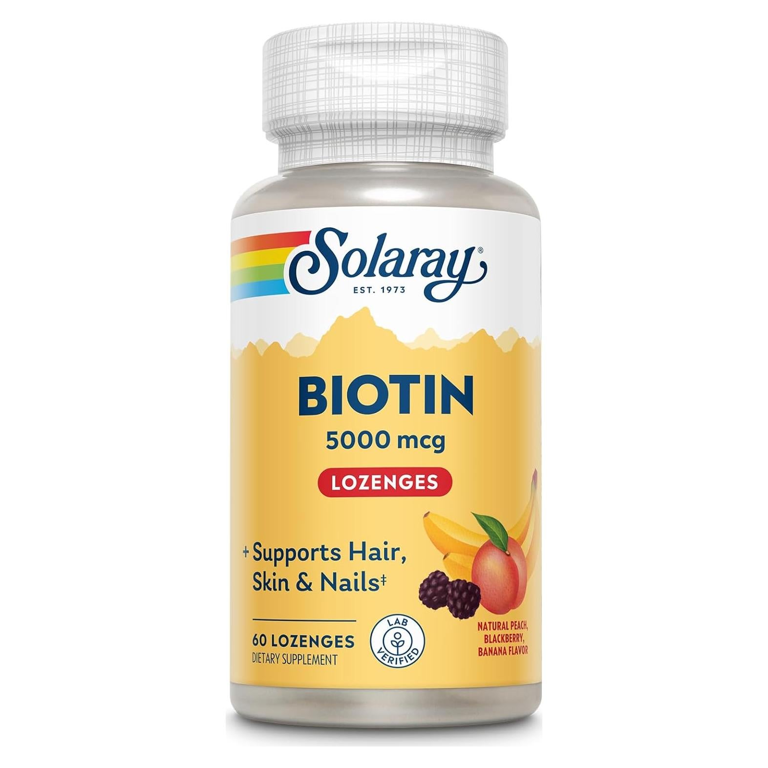 Biotina 5000 mcg Solaray - Suplemento para Cabello, Piel y Uñas