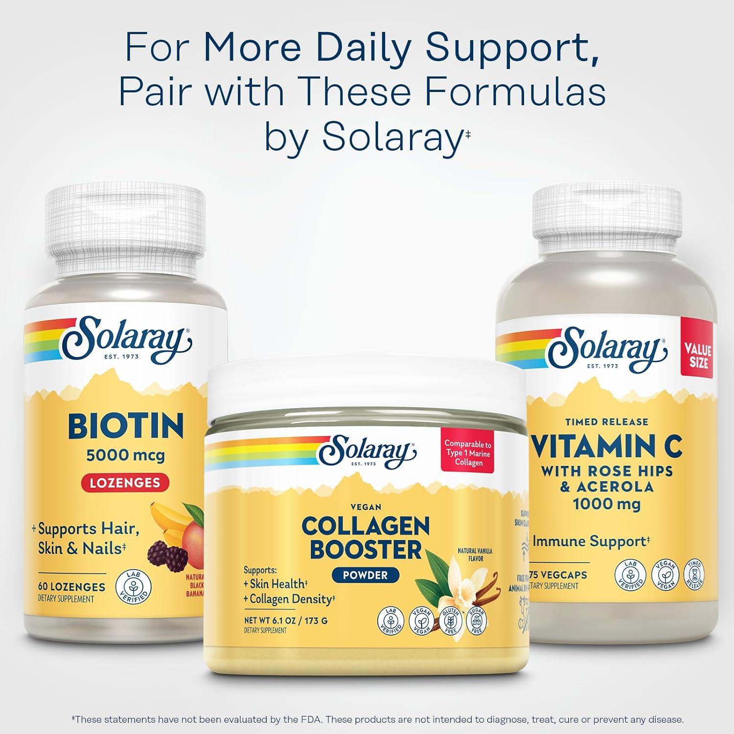 Biotina 5000 mcg Solaray - Suplemento para Cabello, Piel y Uñas