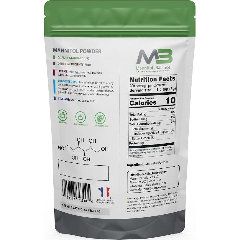 Polvo de Mannitol Balance de Mannitol 1kg - Edulcorante Natural