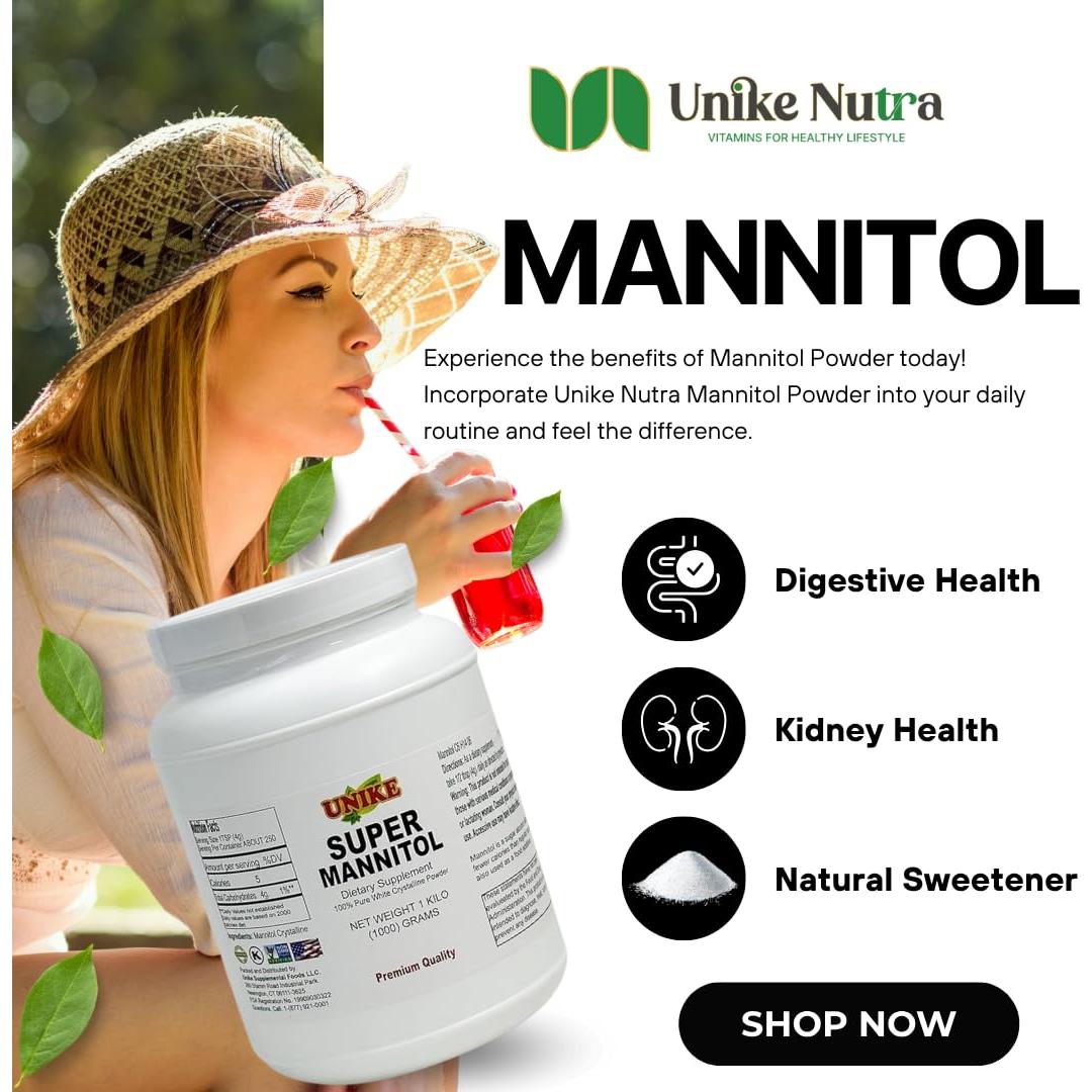 Edulcorante de Mannitol Unike Nutra 1kg - Sin Gluten y Natural