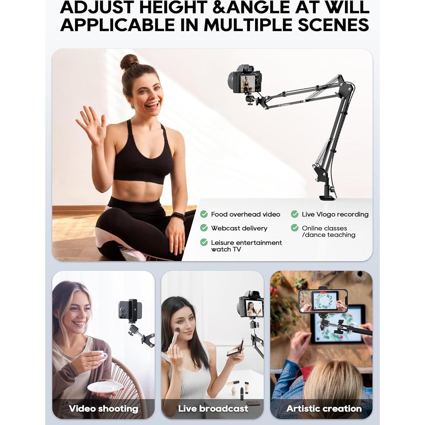 Soporte de Cámara CACENCAN Ajustable 360° para Escritorio