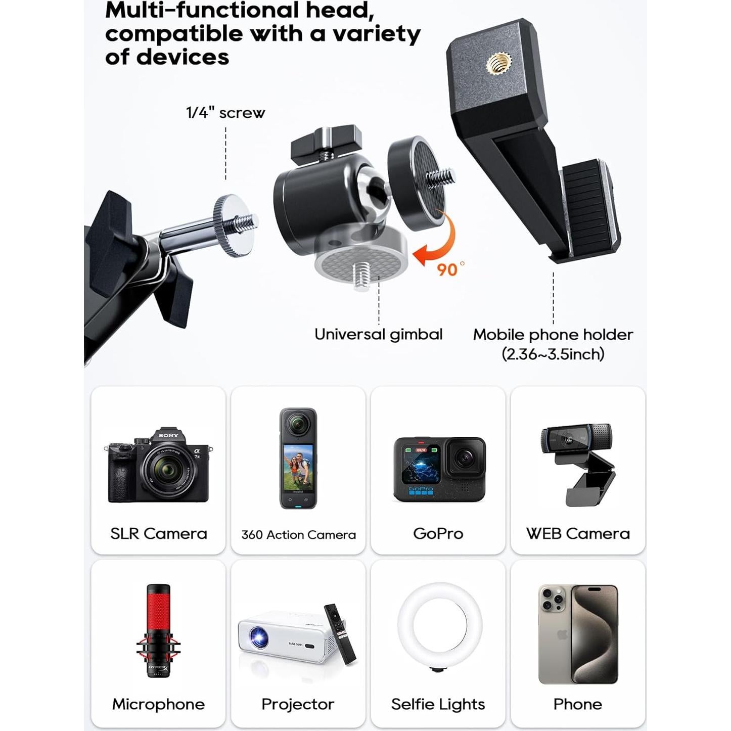 Soporte de Cámara CACENCAN Ajustable 360° para Escritorio