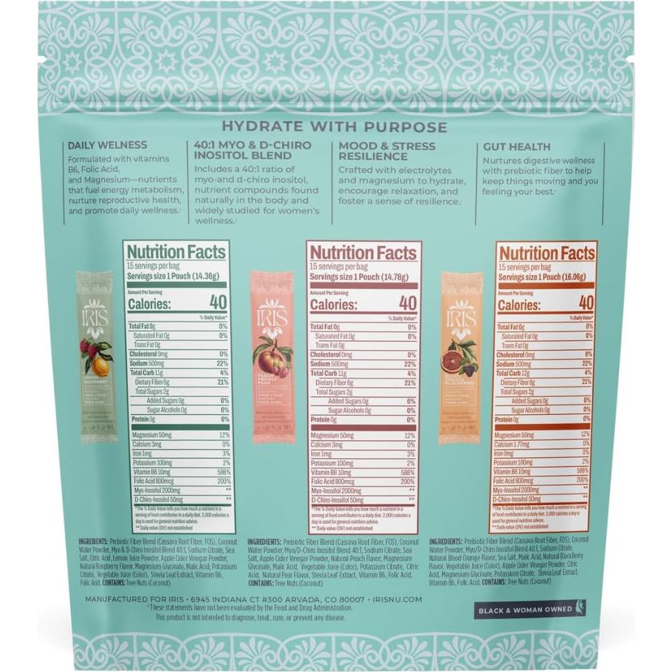Mezcla Electrolítica Iris 15 Paquetes 40:1 Inositol + Magnesio