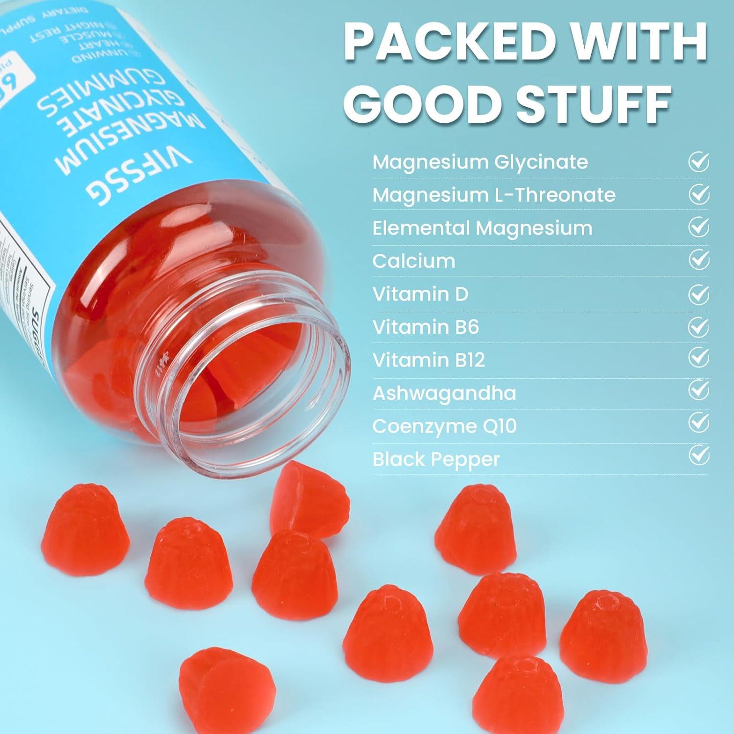 Gomitas de Glicinato de Magnesio VIFSSG 400mg Sin Azúcar 60 Unidades