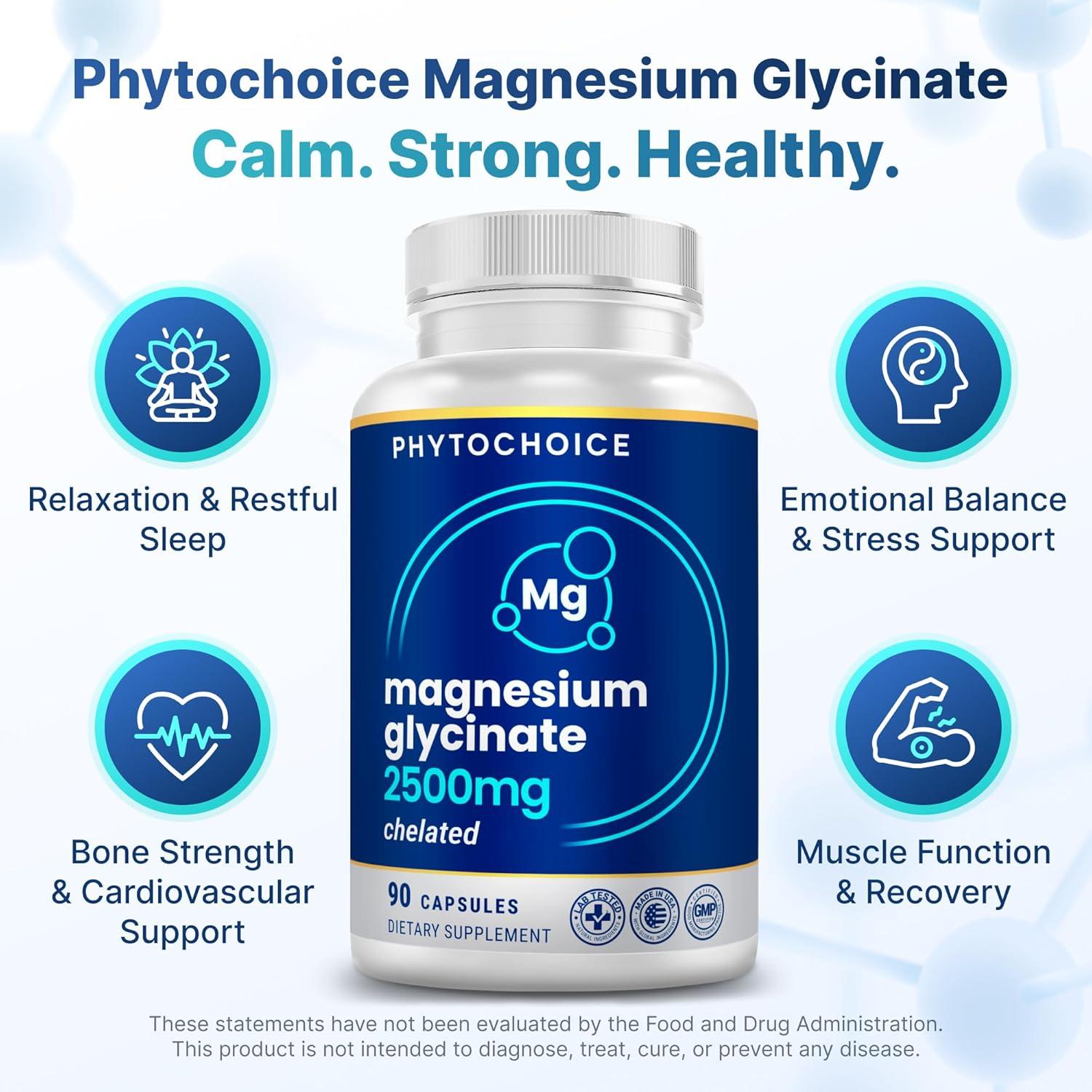 Suplemento Glicinato de Magnesio PHYTOCHOICE 90 Cápsulas