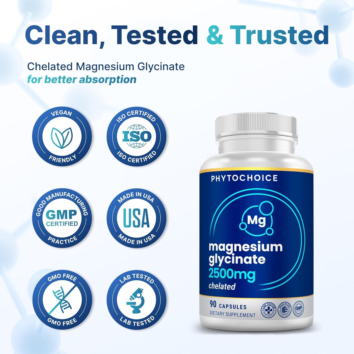 Suplemento Glicinato de Magnesio PHYTOCHOICE 90 Cápsulas