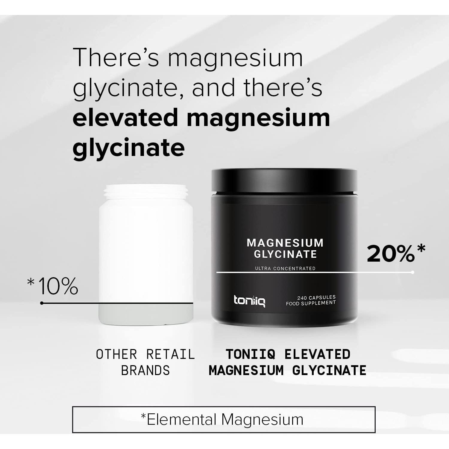 Suplemento de Magnesio Glicinato Toniiq 3000mg - 240 Cápsulas