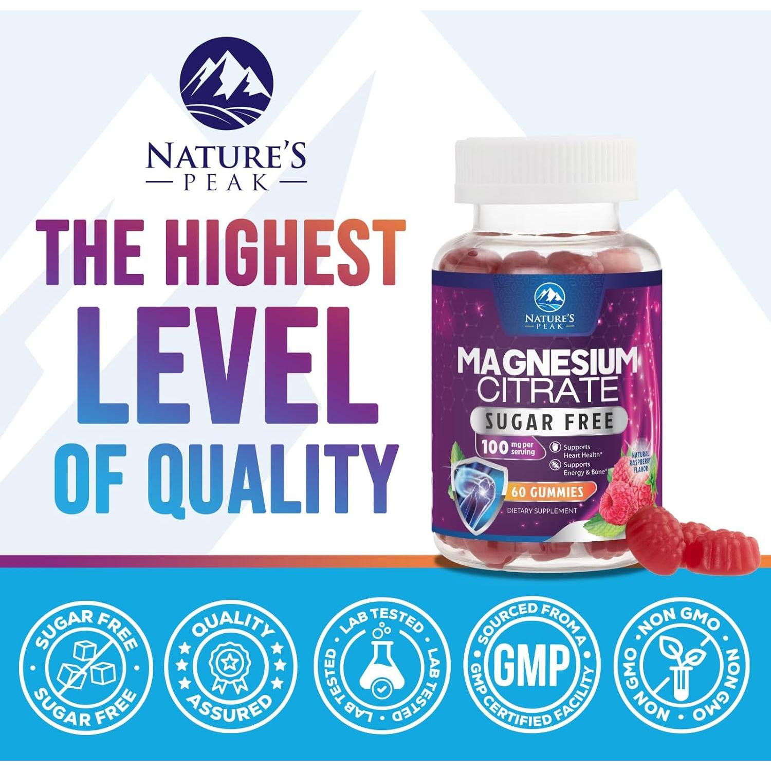Suplemento de Magnesio Citrato Gominolas Nature's Peak 60 Unidades