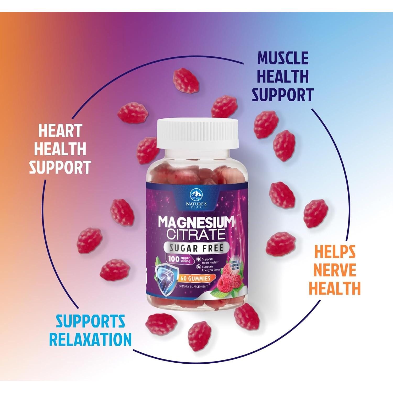 Suplemento de Magnesio Citrato Gominolas Nature's Peak 60 Unidades