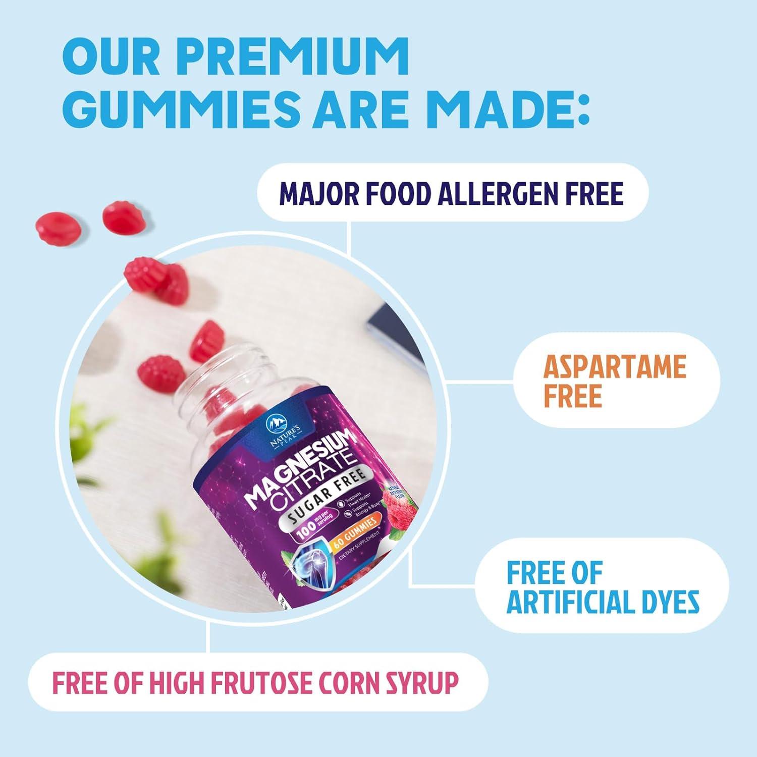 Suplemento de Magnesio Citrato Gominolas Nature's Peak 60 Unidades