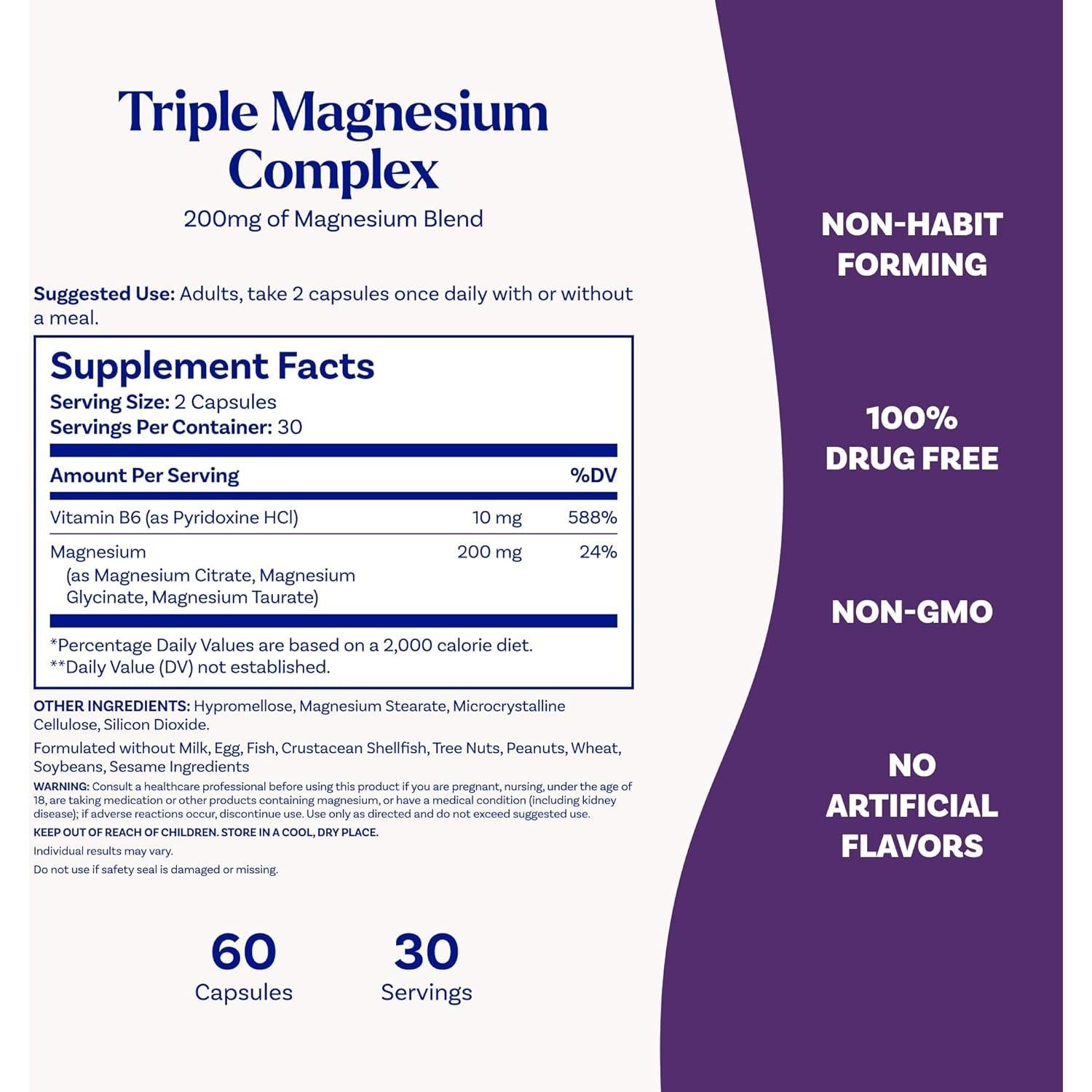 Suplemento de Magnesio Triple Natrol 200mg - 60 Cápsulas