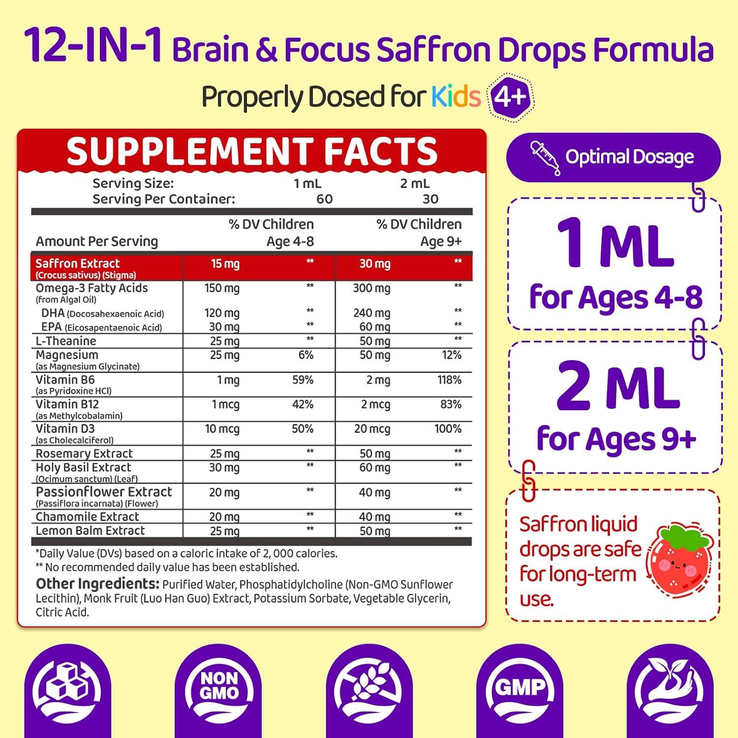 Gotas de Azafrán Liposomal Natisland para Niños 60 ml