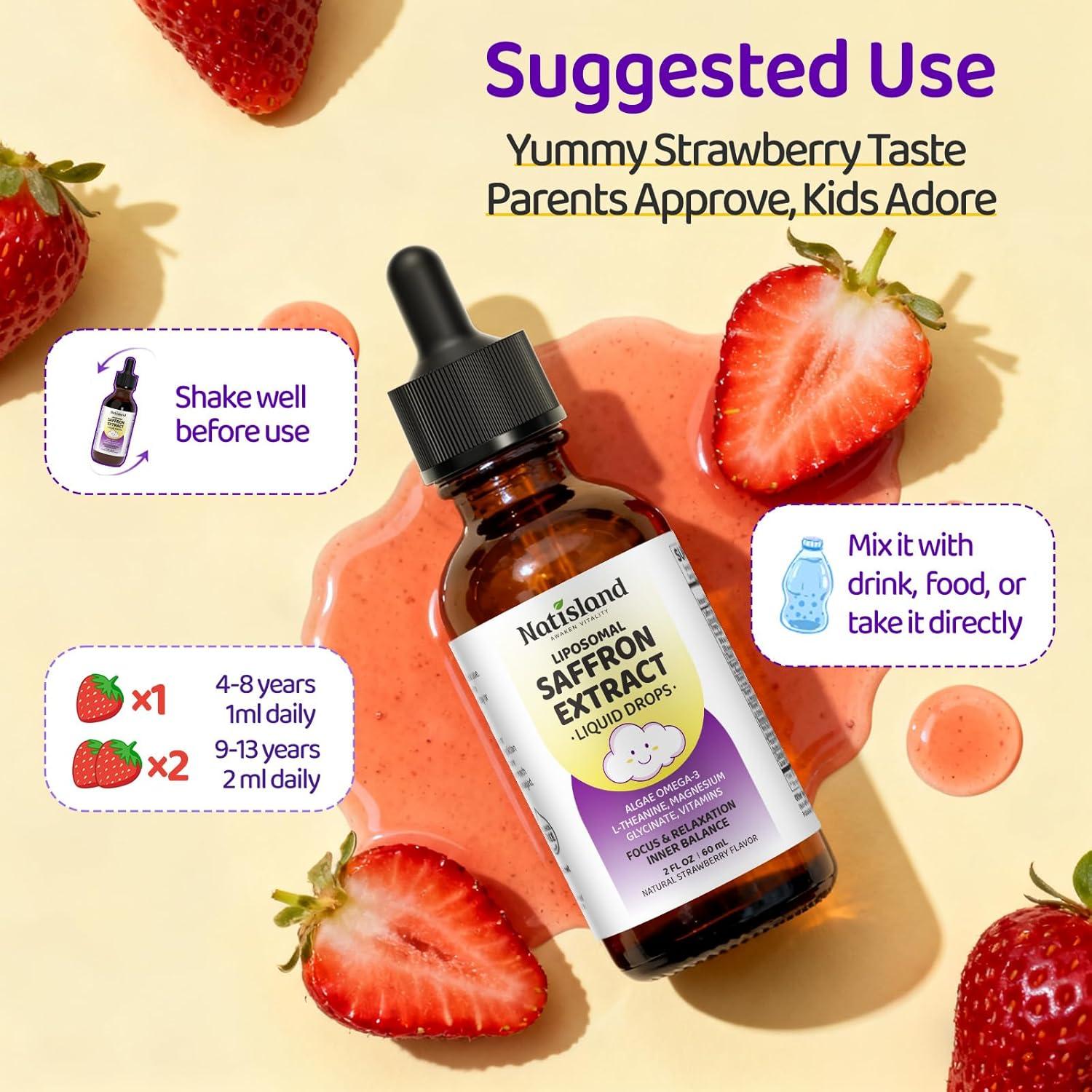 Gotas de Azafrán Liposomal Natisland para Niños 60 ml