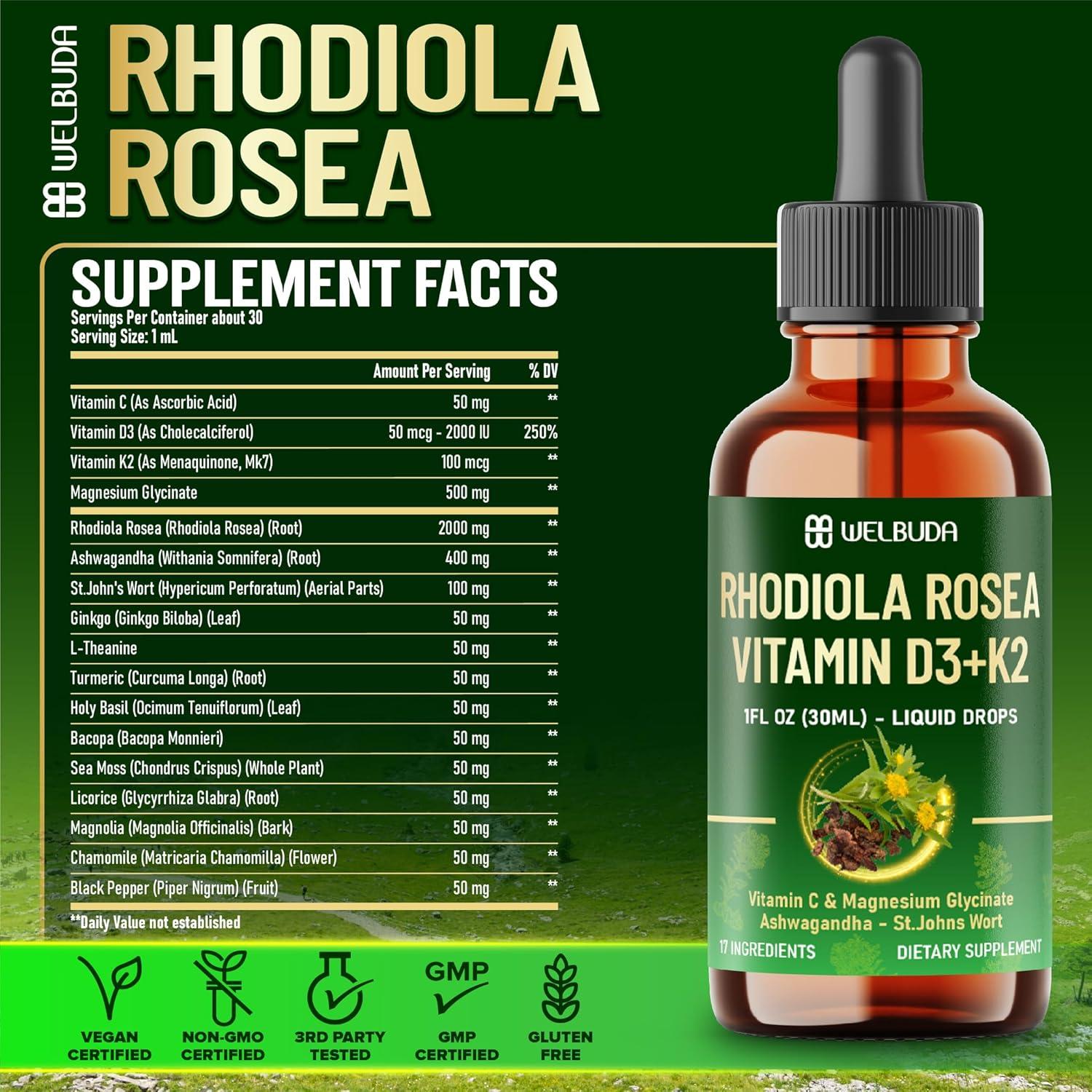 Suplemento Líquido Rhodiola Rosea 17 en 1 - 30 ml - WELBUDA