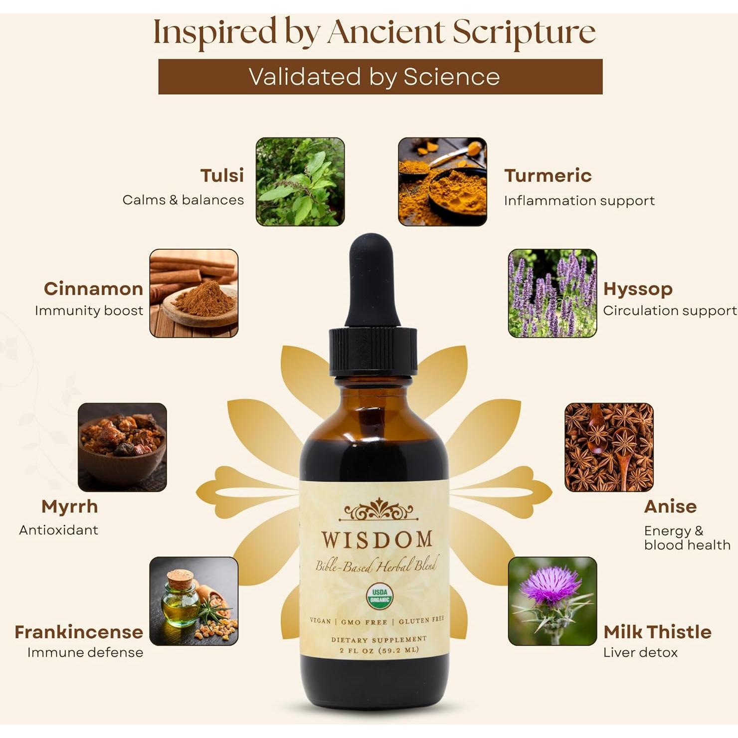 Suplemento Herbal Orgánico Global Healing 60ml - Cúrcuma, Incienso, Mirra