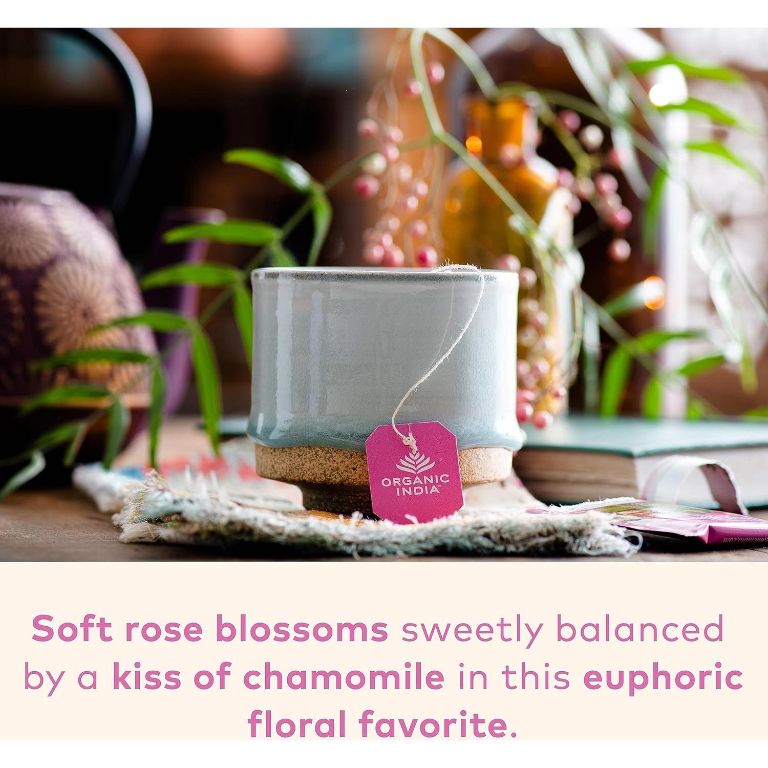 Té Herbal Dulce de Rosa Tulsi Organic India - 18 Bolsitas