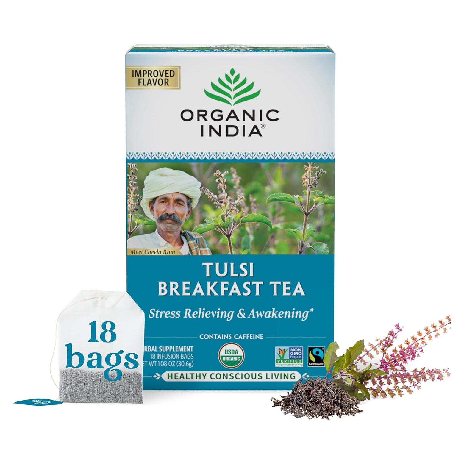 Té Herbal Tulsi Organic India - Albahaca Sagrada 18 Bolsitas