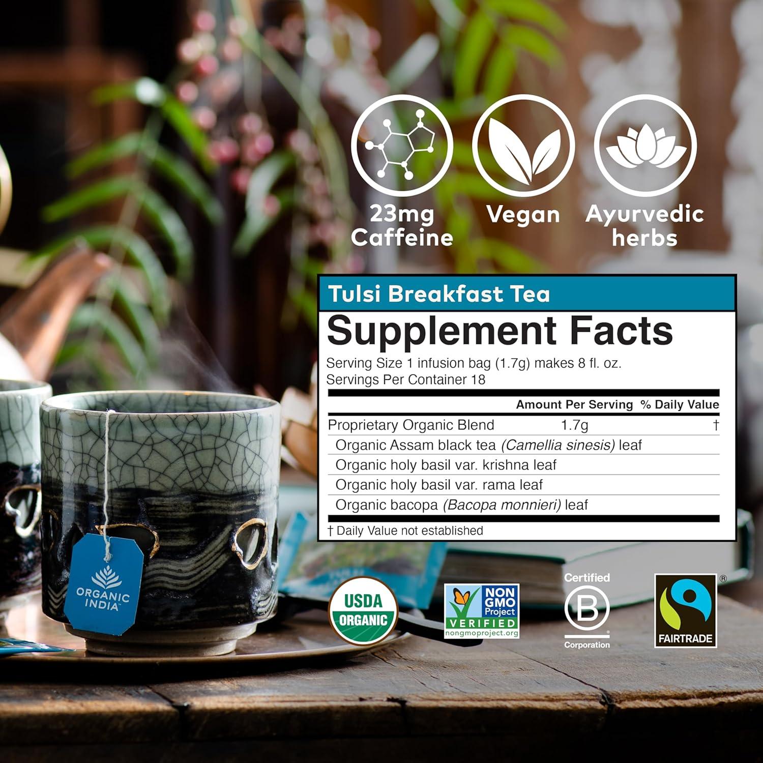 Té Herbal Tulsi Organic India - Albahaca Sagrada 18 Bolsitas