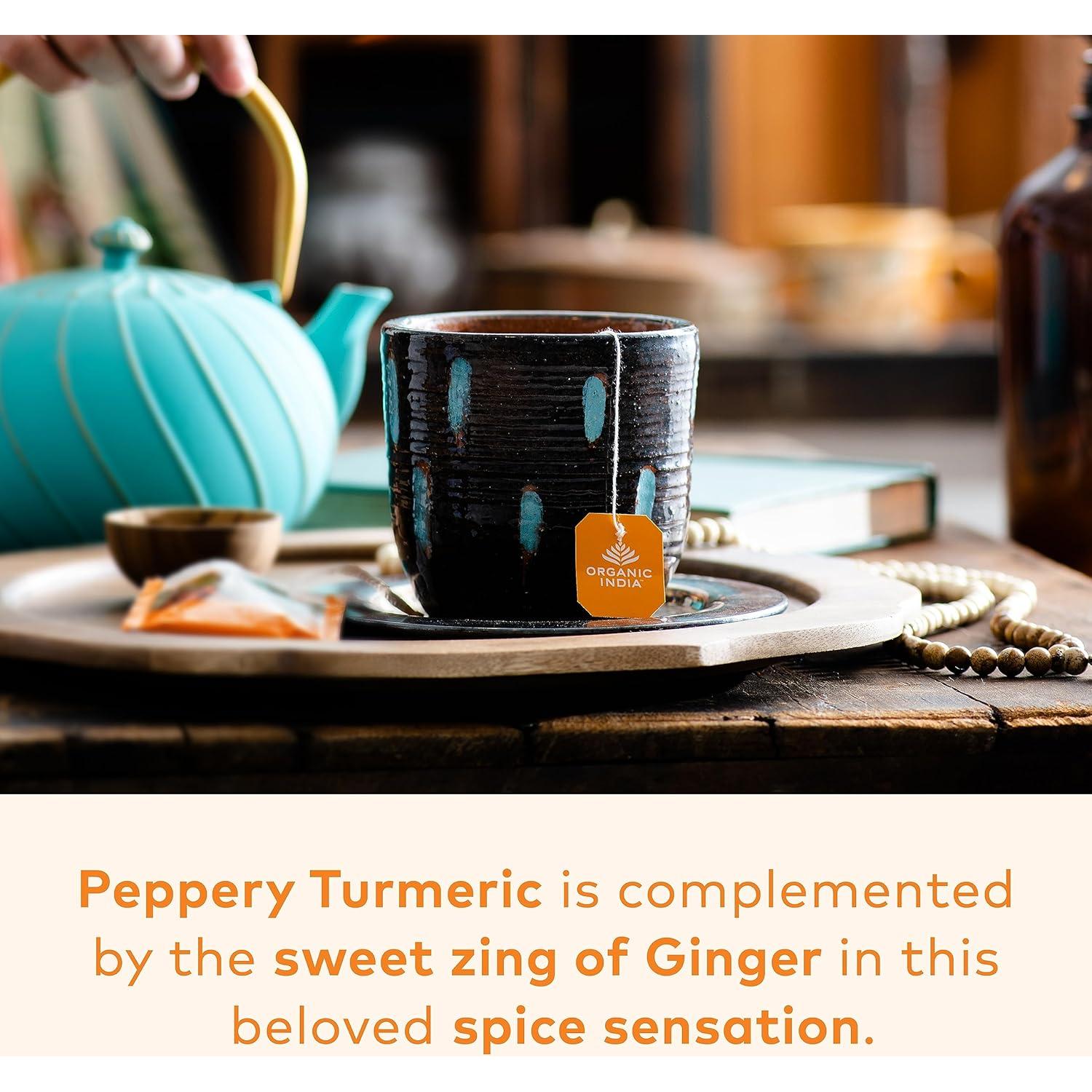 Té de Jengibre Cúrcuma Tulsi Organic India - 18 Bolsitas