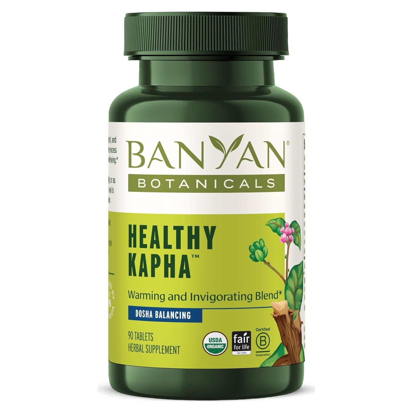Tabletas Herbales Orgánicas Banyan Botanicals Healthy Kapha - 90 Unidades