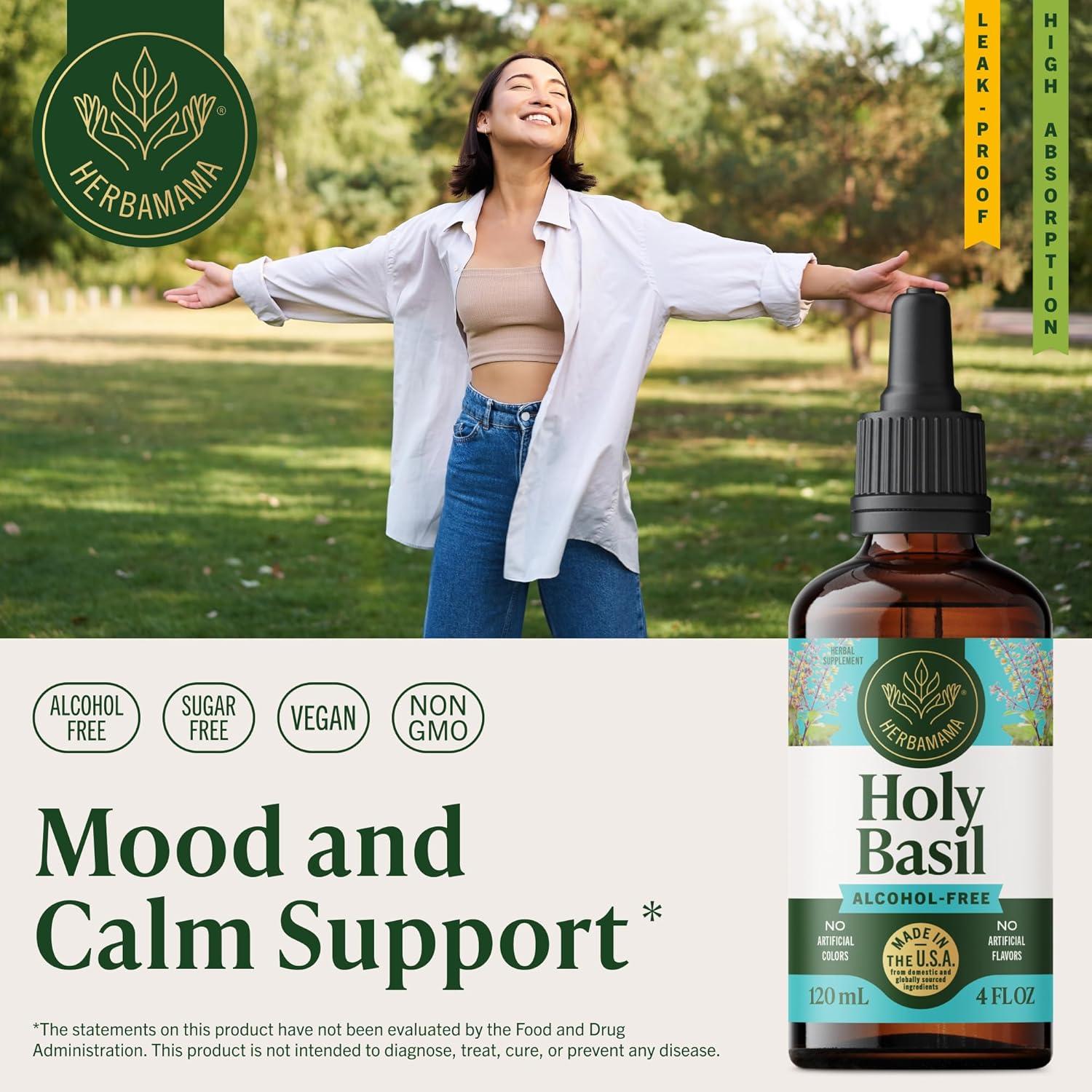 Tintura de Albahaca Sagrada Tulsi Herbamama 118 ml - Vegana y Sin OGM