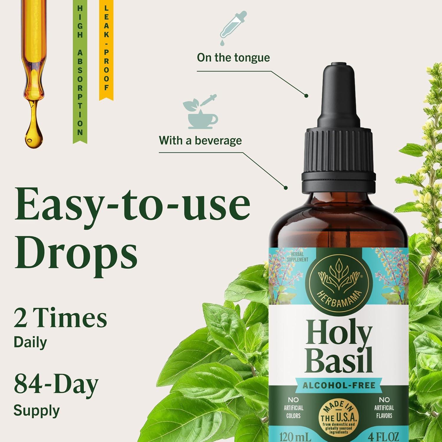 Tintura de Albahaca Sagrada Tulsi Herbamama 118 ml - Vegana y Sin OGM