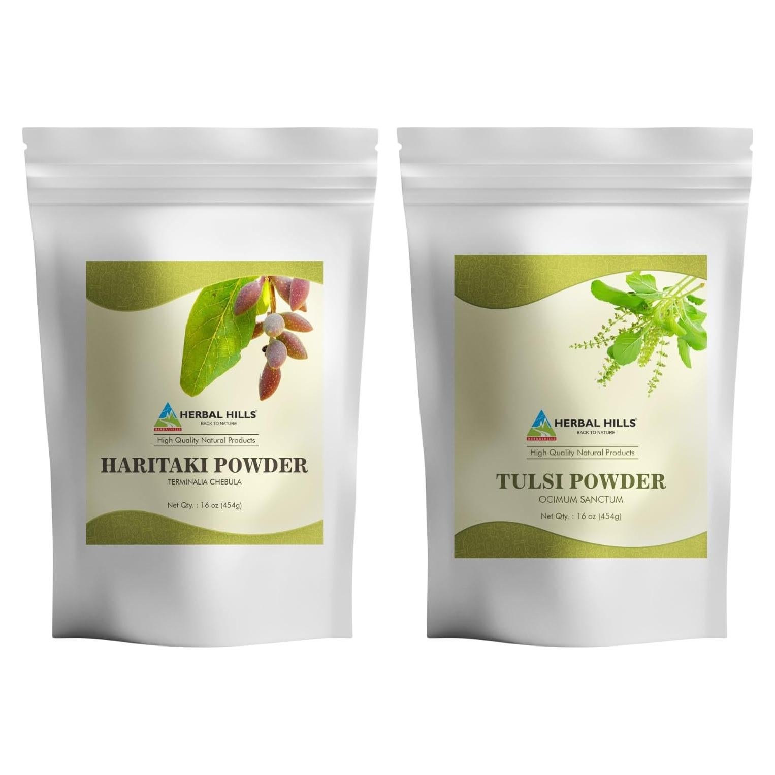 Combo Polvo de Fruta Haritaki y Albahaca Sagrada Tulsi 200g