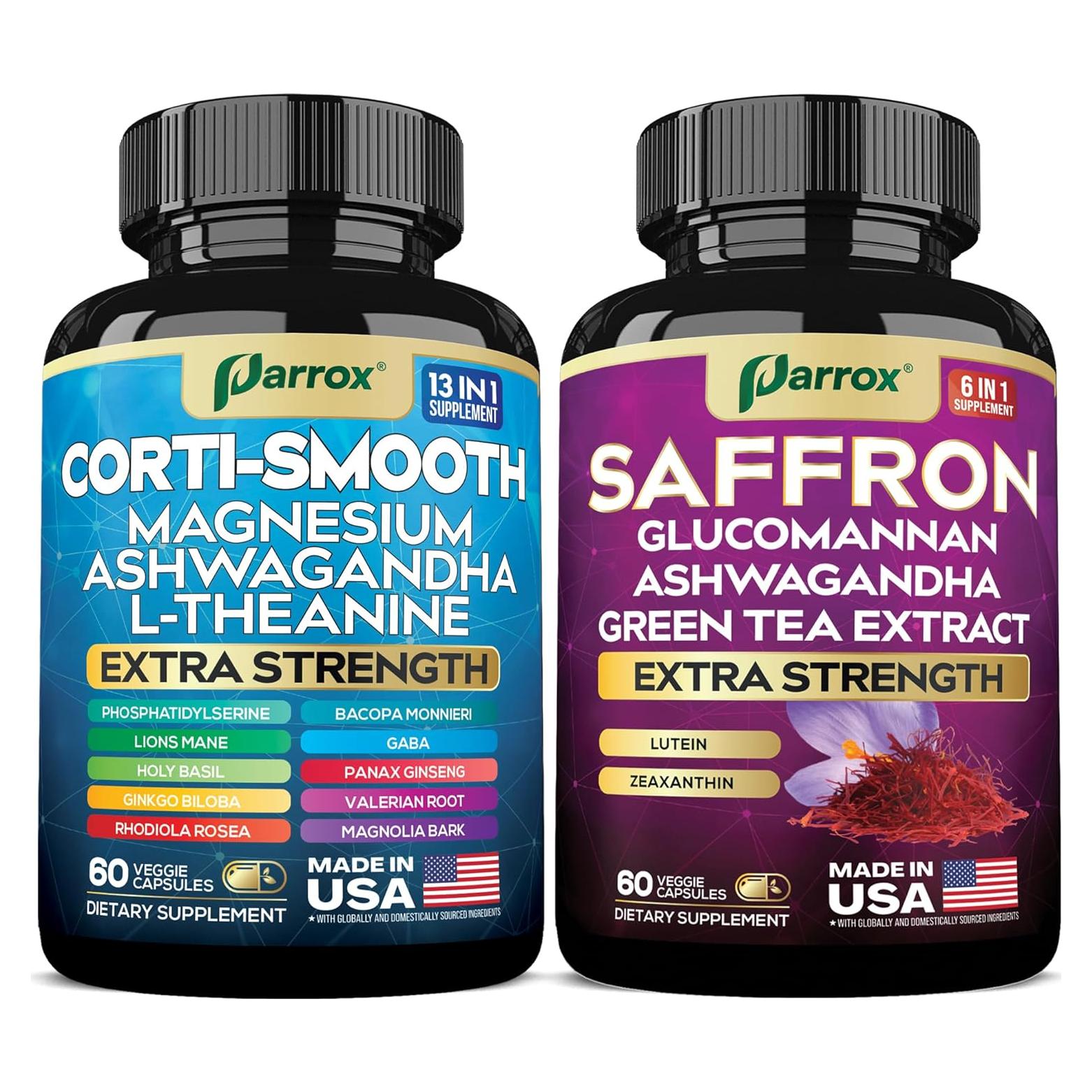 Paquete Corti-Smooth y Azafrán Parrox - Suplemento Adrenal 60 Cápsulas
