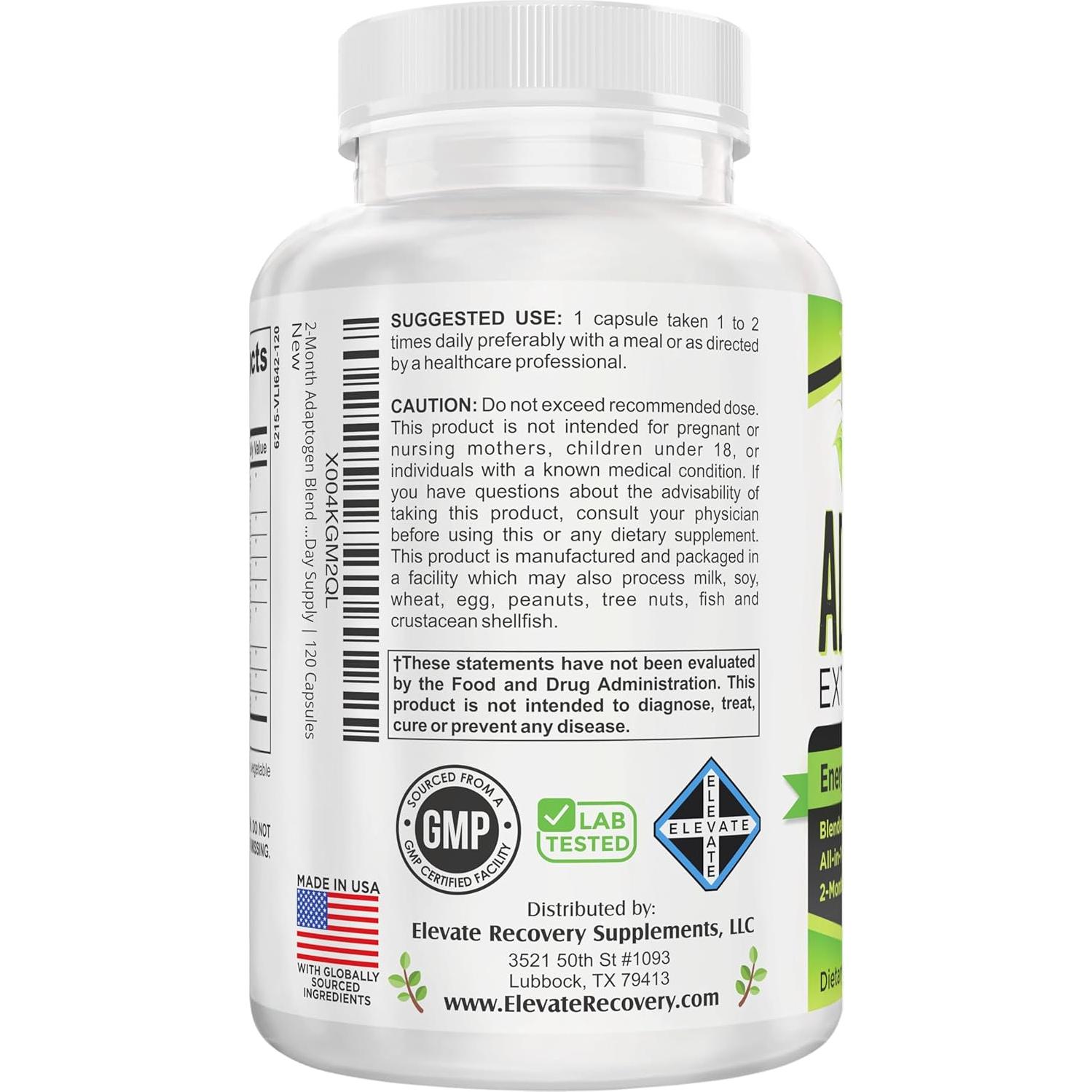 Suplemento Adaptógeno 9-en-1 Elevate Recovery 120 Cápsulas