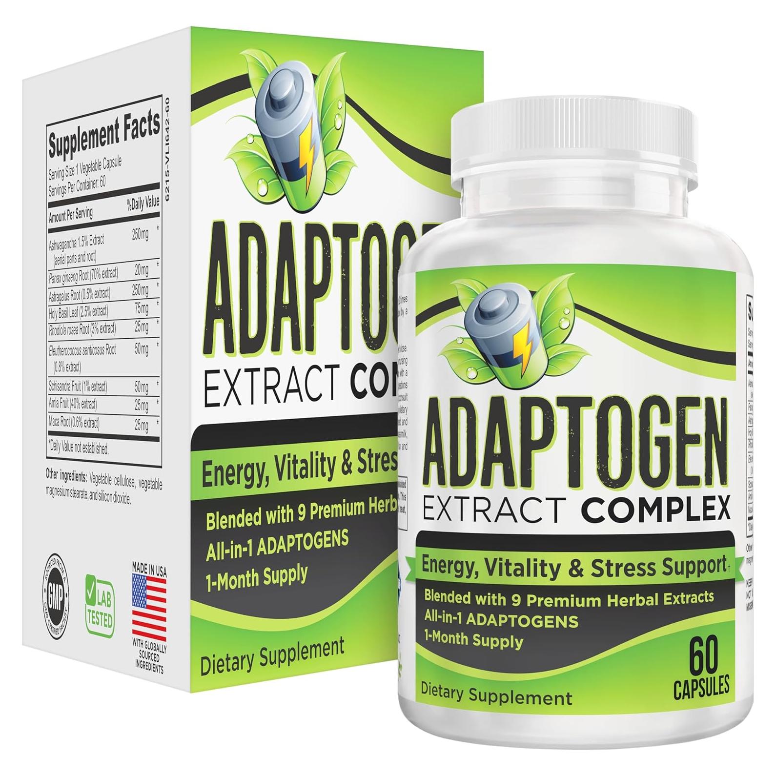 Suplemento Adaptógeno 9 en 1 Elevate Recovery 60 Cápsulas