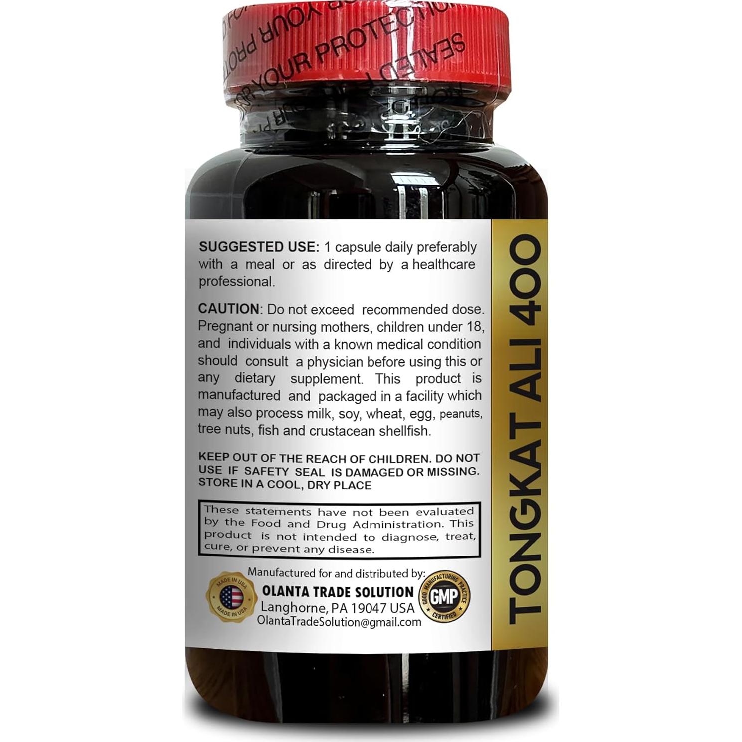 Longjack Tongkat Ali 400 mg - Suplemento Herbal Vitalabs - 60 Cápsulas