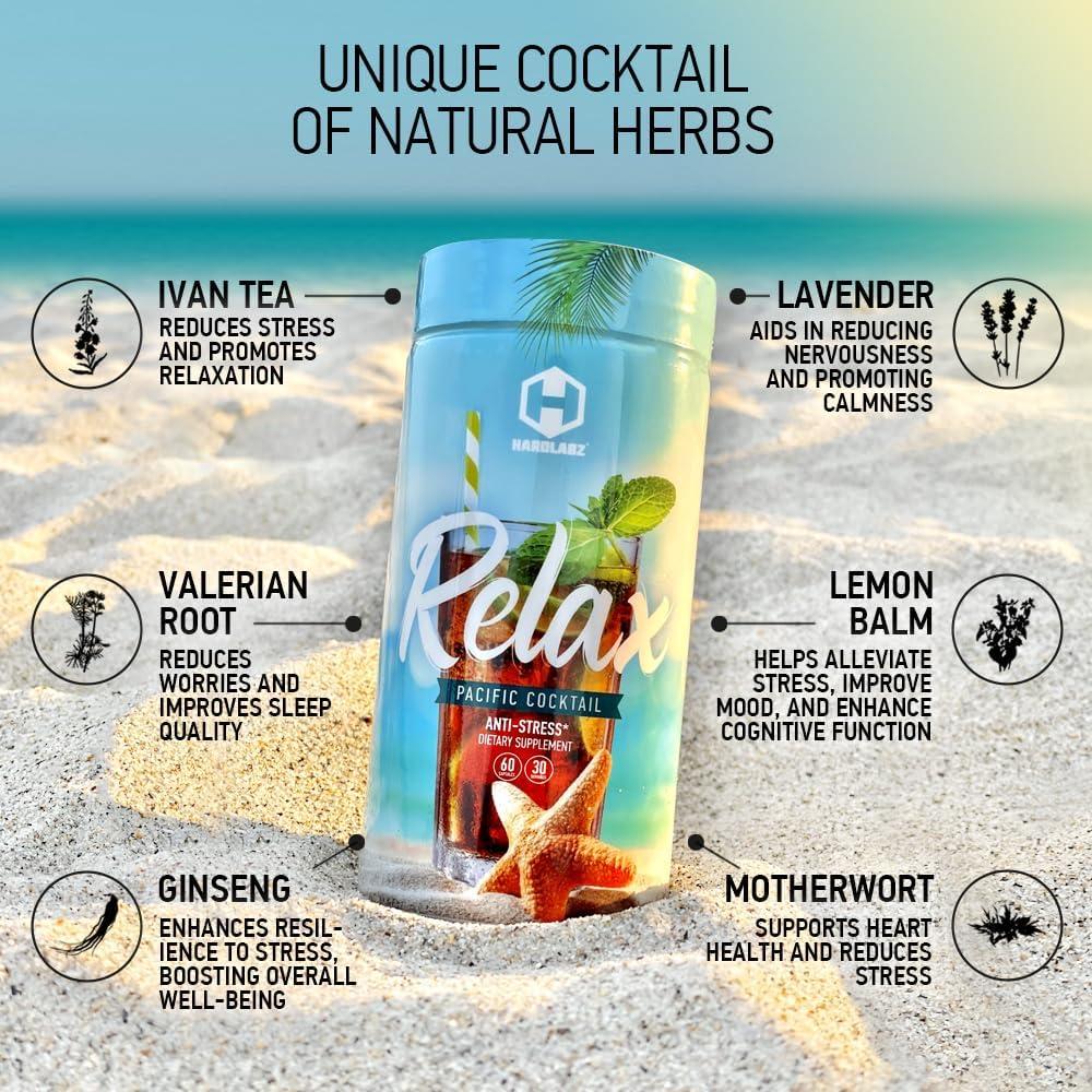 Suplemento Herbal HARDLABZ Relax 60 Cápsulas - Alivio Estrés y Sueño